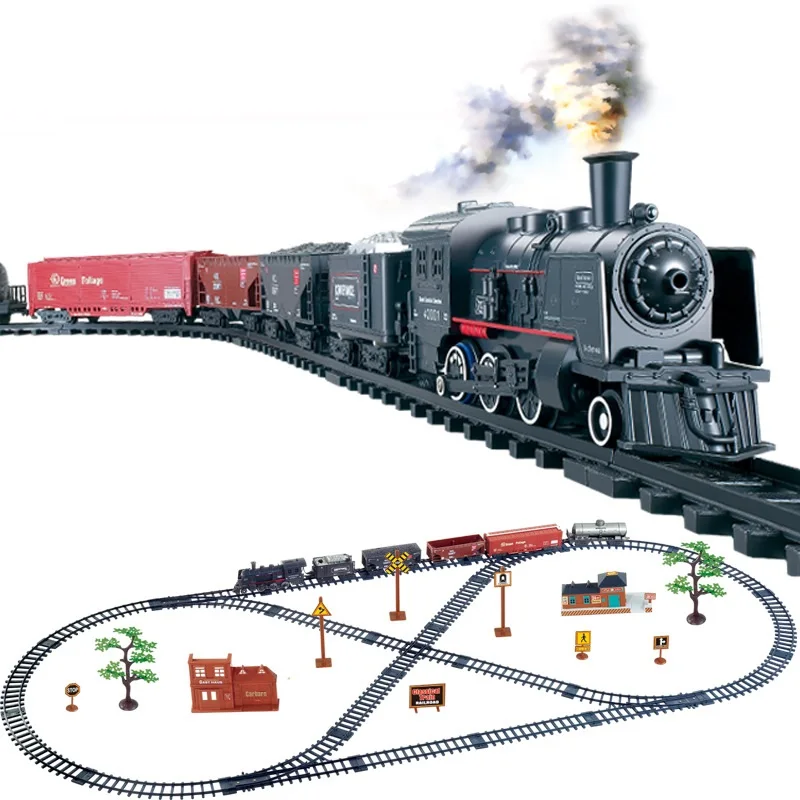 Simulação elétrica locomotiva trem brinquedo, cena arquitetônica,  acessórios, presentes, coleção, 1 peça