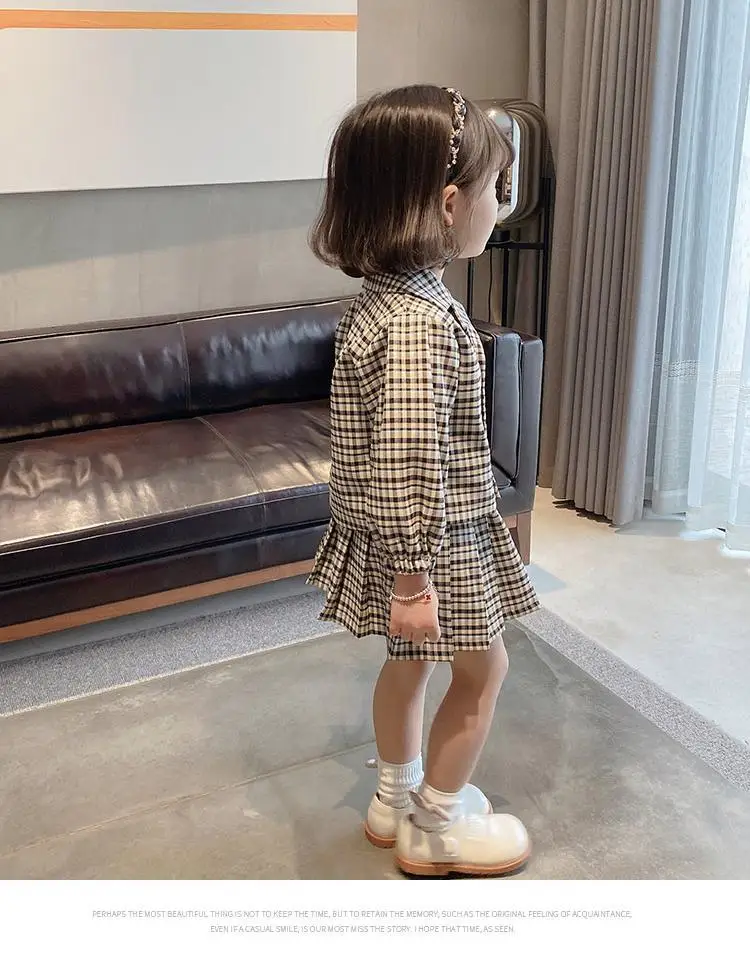 Bebê meninas vestido casual xadrez roupas verão 2022 novo coreano linho