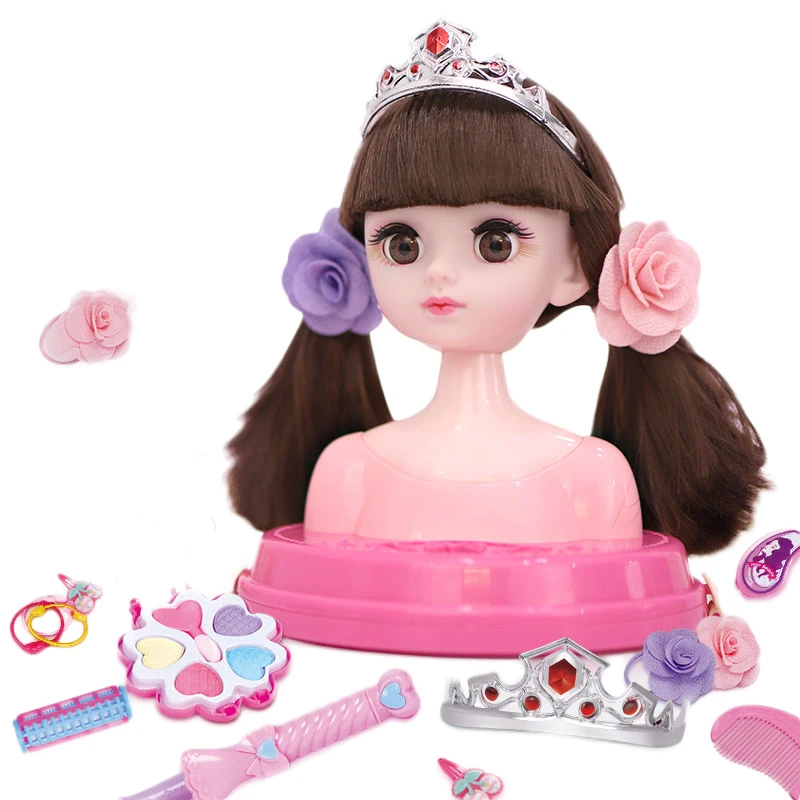 Brinquedo de boneca de meio corpo para crianças, modelo principal, maquiagem,  penteado, beleza, simulação, brinquedo de plástico, cor aleatória