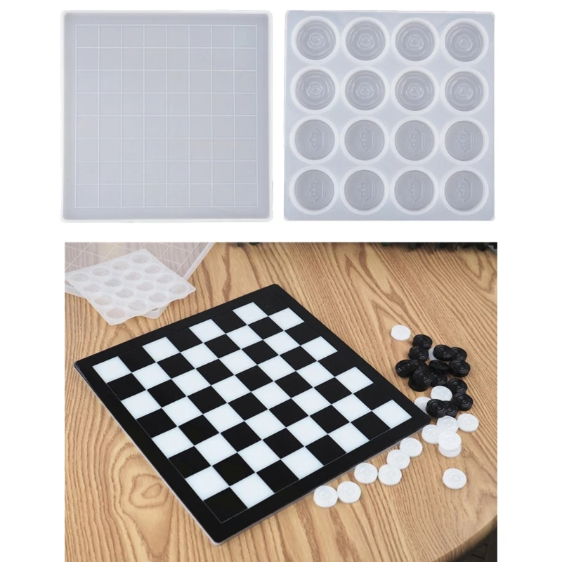 Molde Resina Xadrez - Molde de tabuleiro de xadrez de silicone - Moldes de  fundição de epóxi de