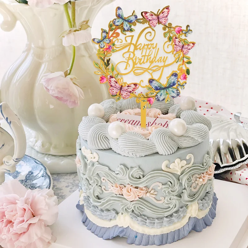 Decoração para bolo de borboleta infantil, decoração acrílica para
