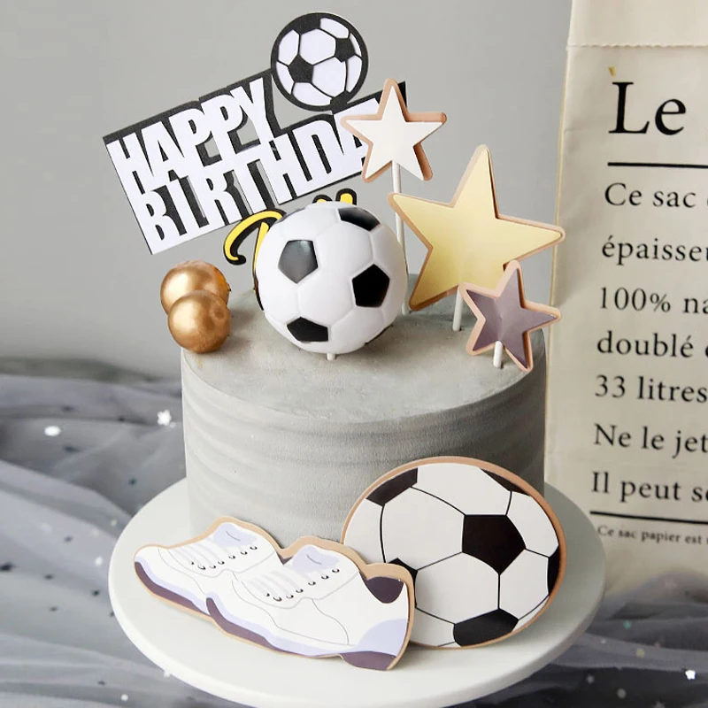 9 pçs/set futebol jogo bolo topper festa de aniversário decorações do bolo  de futebol crianças menino pé bola brinquedos de festa suprimentos -  AliExpress