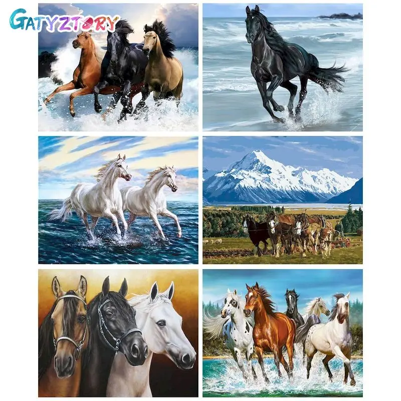 Pintura a óleo de cavalo por números, arte de desenho, arte de desenho,  pintura de tela