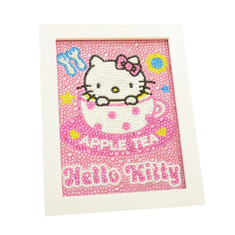 Em promoção! Hello Kitty Dos Desenhos Animados 5d Diamante De Cristal  Adesivo Com A Foto Moldura Moldura De Madeira Saco De Material De Decoração  Para Casa De Pintura, Ponto Cruz