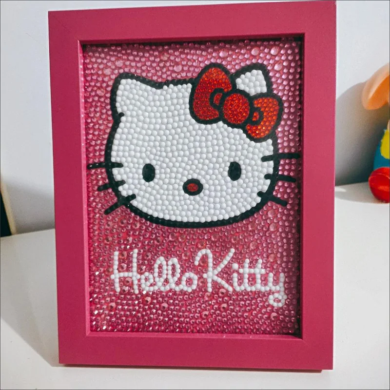 Em promoção! Hello Kitty Dos Desenhos Animados 5d Diamante De Cristal  Adesivo Com A Foto Moldura Moldura De Madeira Saco De Material De Decoração  Para Casa De Pintura, Ponto Cruz