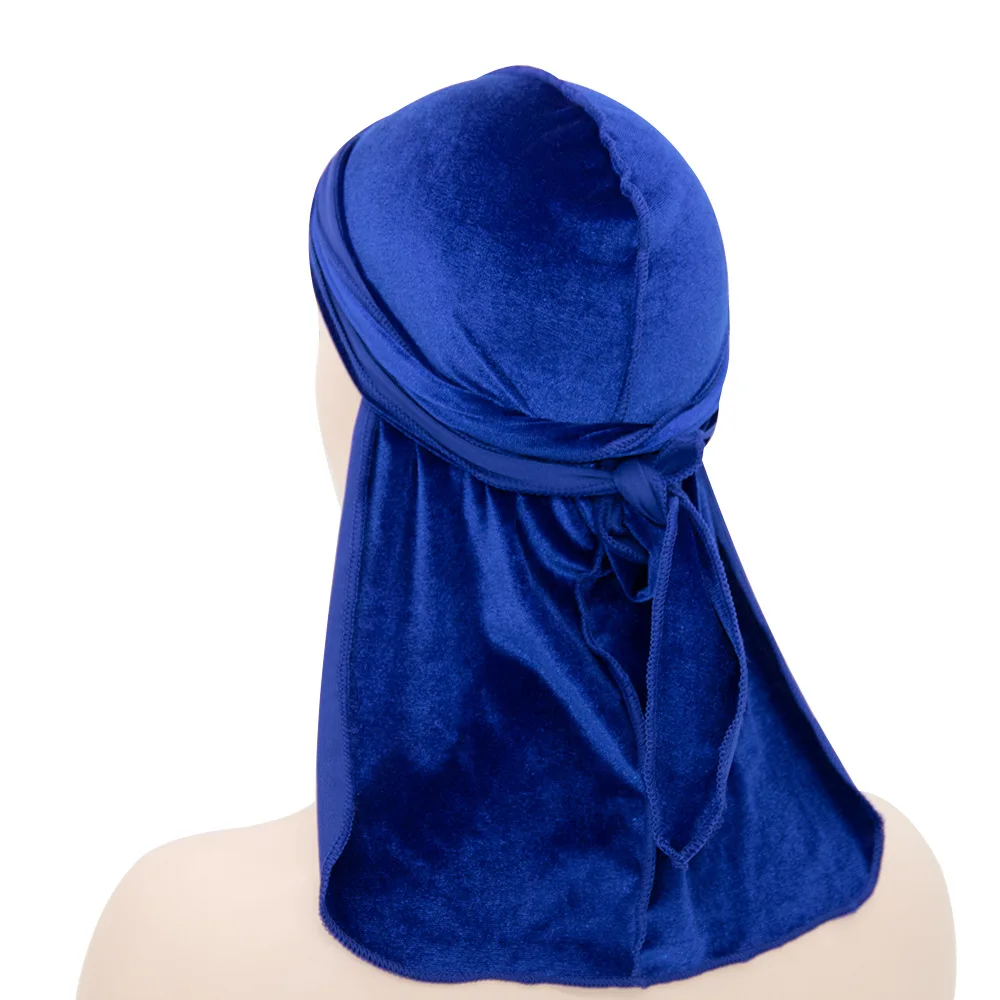 MWYS Durag de cetim sedoso e gorro conjunto de 2 peças masculino longo  envoltório de cabeça e boné de dormir feminino chapéu pirata de pano (cor:  azul royal, tamanho: tamanho serve para
