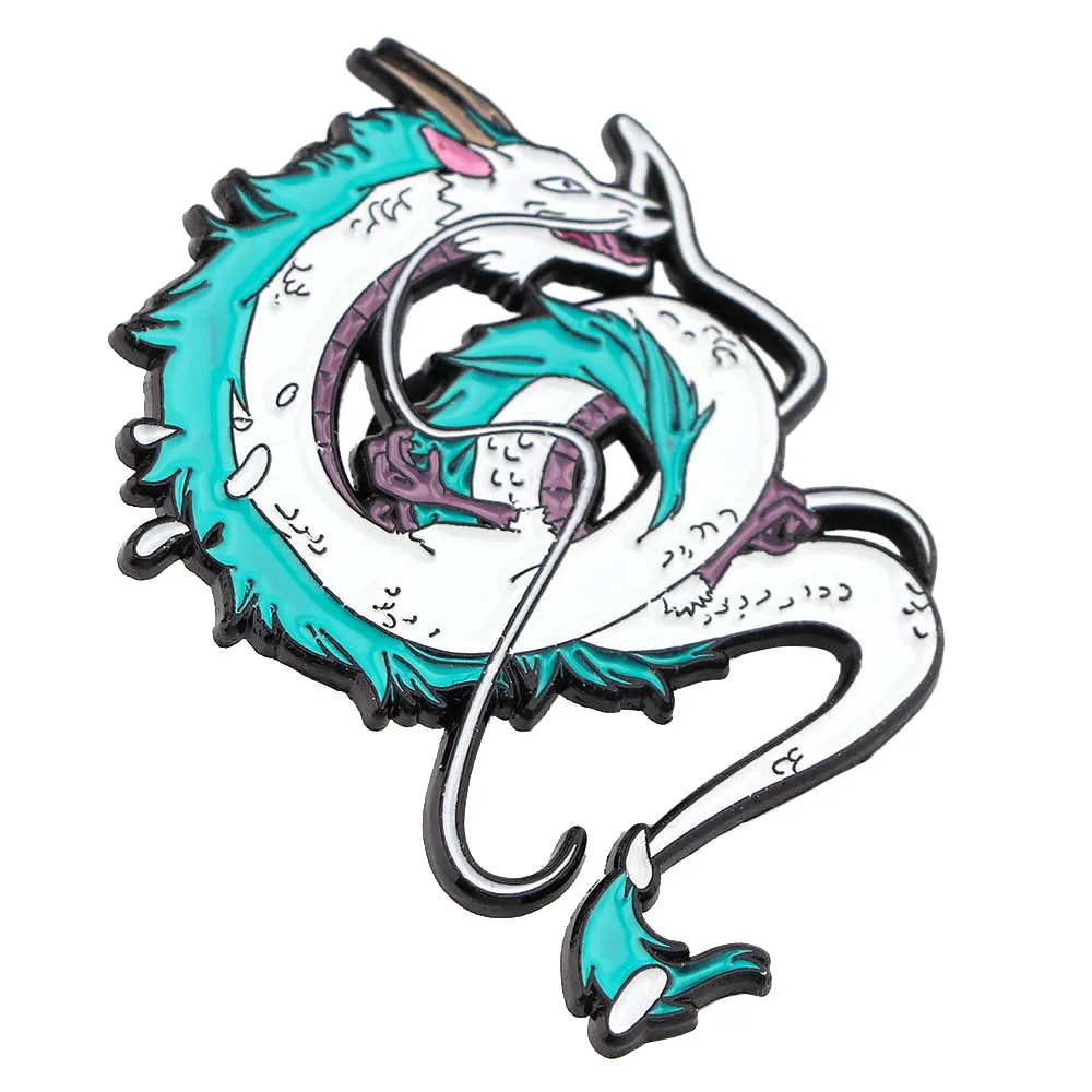 Emblema do jogo do anime do pino do esmalte do dragão azul serpentino