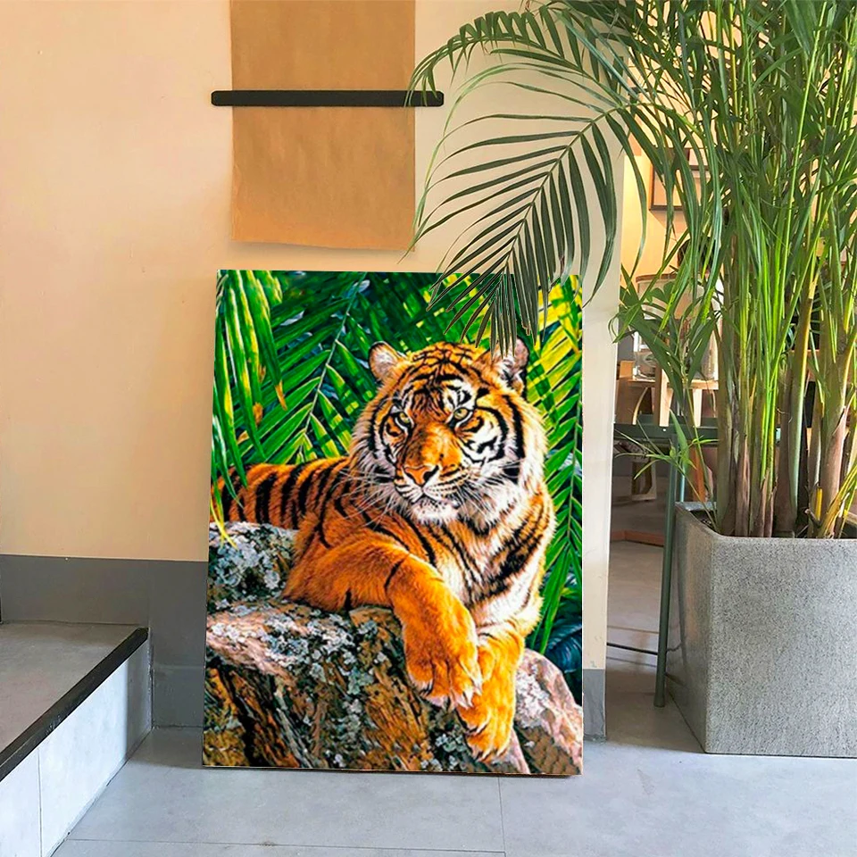 Compra online de 3d quadrado completo redondo pintura diamante tigre ponto  cruz diamante bordado imagem animal de strass decoração para casa