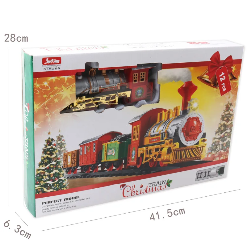 Conjunto de trilhos ferroviários de Natal brinquedo trem de Natal presentes  brinquedos adequados para decoração de Natal presentes para meninos e