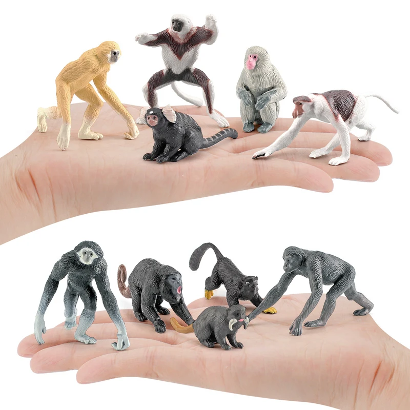 Realista Animais Selvagens Macacos Estatueta Simulação Gorila Macaco  Chimpanzé Modelo Ação Figuras Coleção Crianças Educação Brinquedo