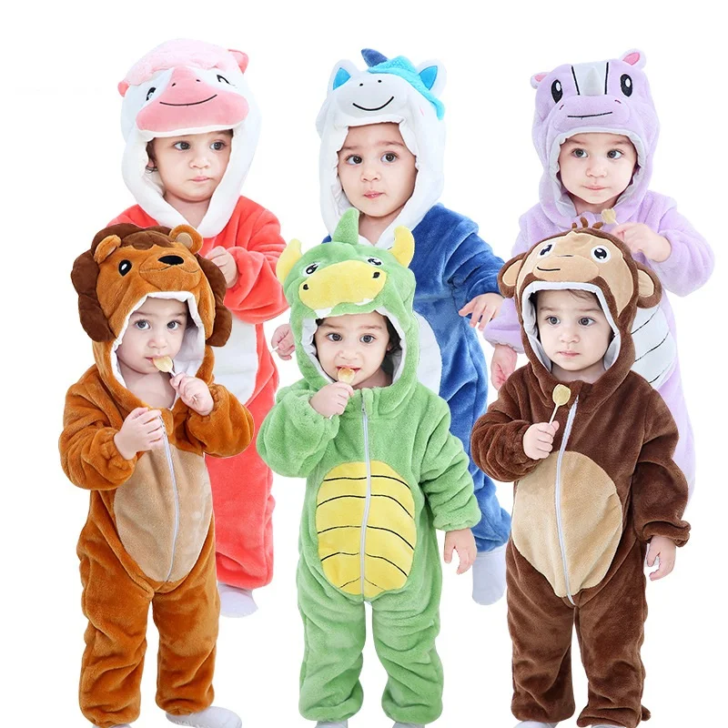 Bonito do bebê trajes kawaii animais cosplay inverno quente macacão  crianças roupa festival presente flanela roupas