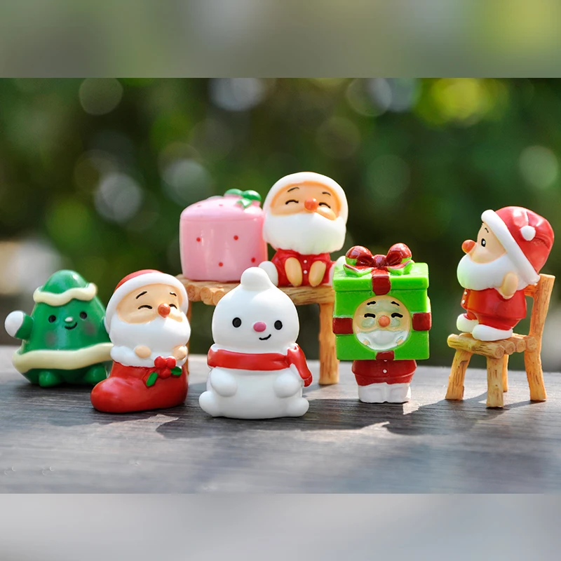 Em promoção! Resina Kawaii Colorido Mini Santa Boneco De Neve