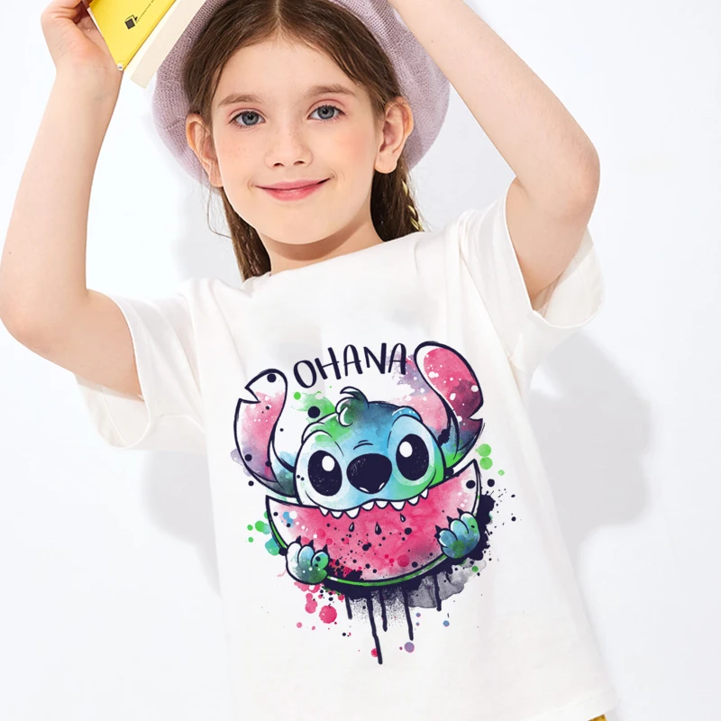Meninos disney stitch t-shirts crianças verão dos desenhos animados  camiseta moda meninos meninas 3d impressão bonito t-shirts de fundo disney  stitch t - AliExpress