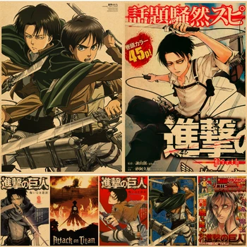 Cartaz Japonês Clássico Anime Attack on Titan, Decoração do Quarto