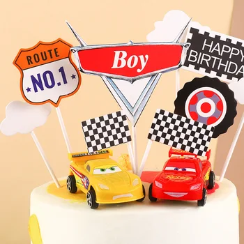 Os carros Relâmpago Mcqueen Decoração de Aniversário Infantil Kits Kids Bolo  Toppers Balões Definir Suprimentos de Festa