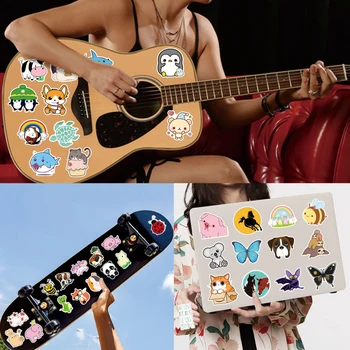10/20/40 pçs kawaii gato dos desenhos animados adesivo bonito animais  decalques crianças brinquedo scrapbook portátil guitarra mala telefone  carro